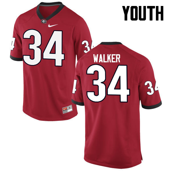 Youth Georgia Bulldogs #34 Herschel Walker College Football Jerseys-Red